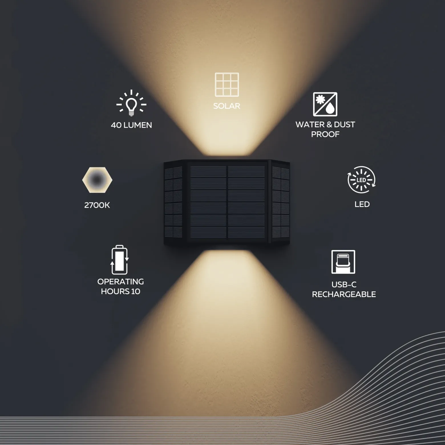 Calex Aplique LED para exterior Caserta, arriba/abajo, negro