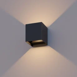 Calex Aplique LED para exterior Cube, arriba/abajo, altura 10 cm, negro
