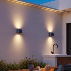 Calex Aplique LED para exterior Potenza up/down, IP44, negro/dorado