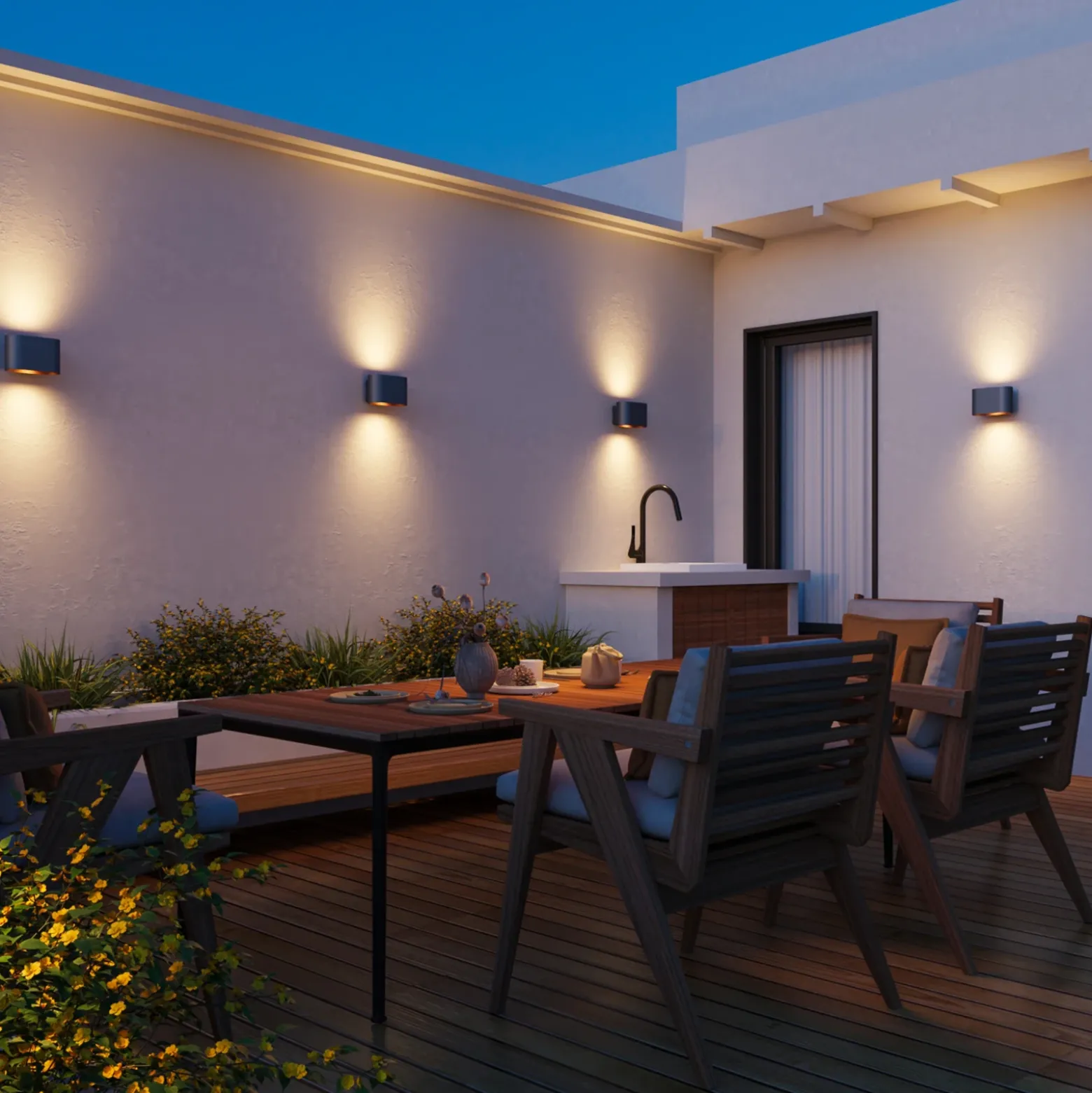 Calex Aplique LED para exterior Potenza up/down, IP44, negro/dorado