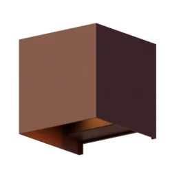 Calex Aplique LED para exterior Cube, arriba/abajo, altura 10 cm, marrón óxido