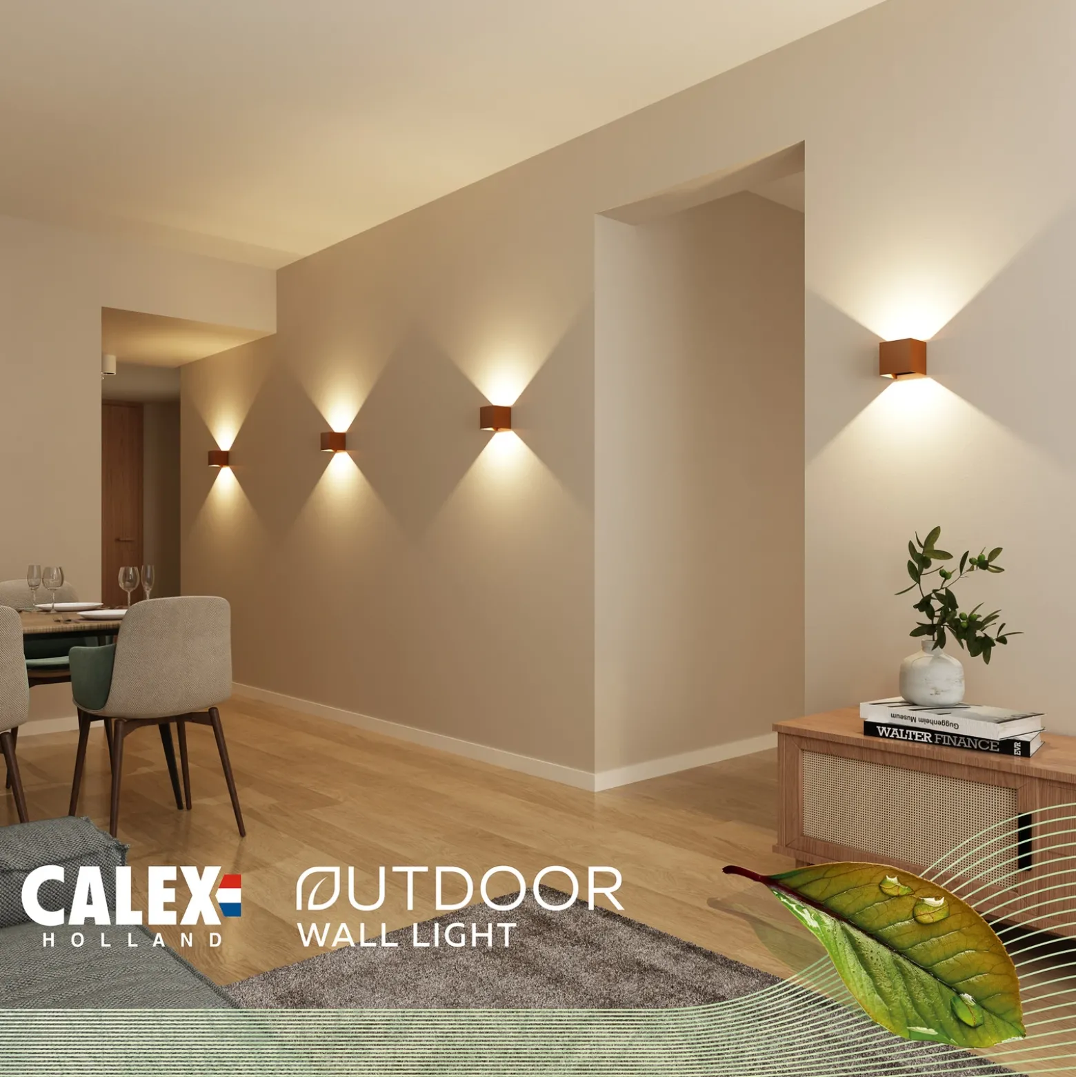 Calex Aplique LED para exterior Cube, arriba/abajo, altura 10 cm, marrón óxido