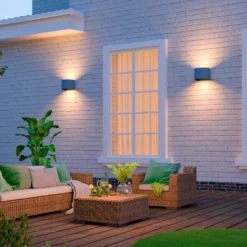 Calex aplique LED para exterior ovalado, arriba/abajo, altura 10 cm, antracita