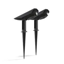 Calex Foco LED solar con pica Padoa, paquete de 2, negro