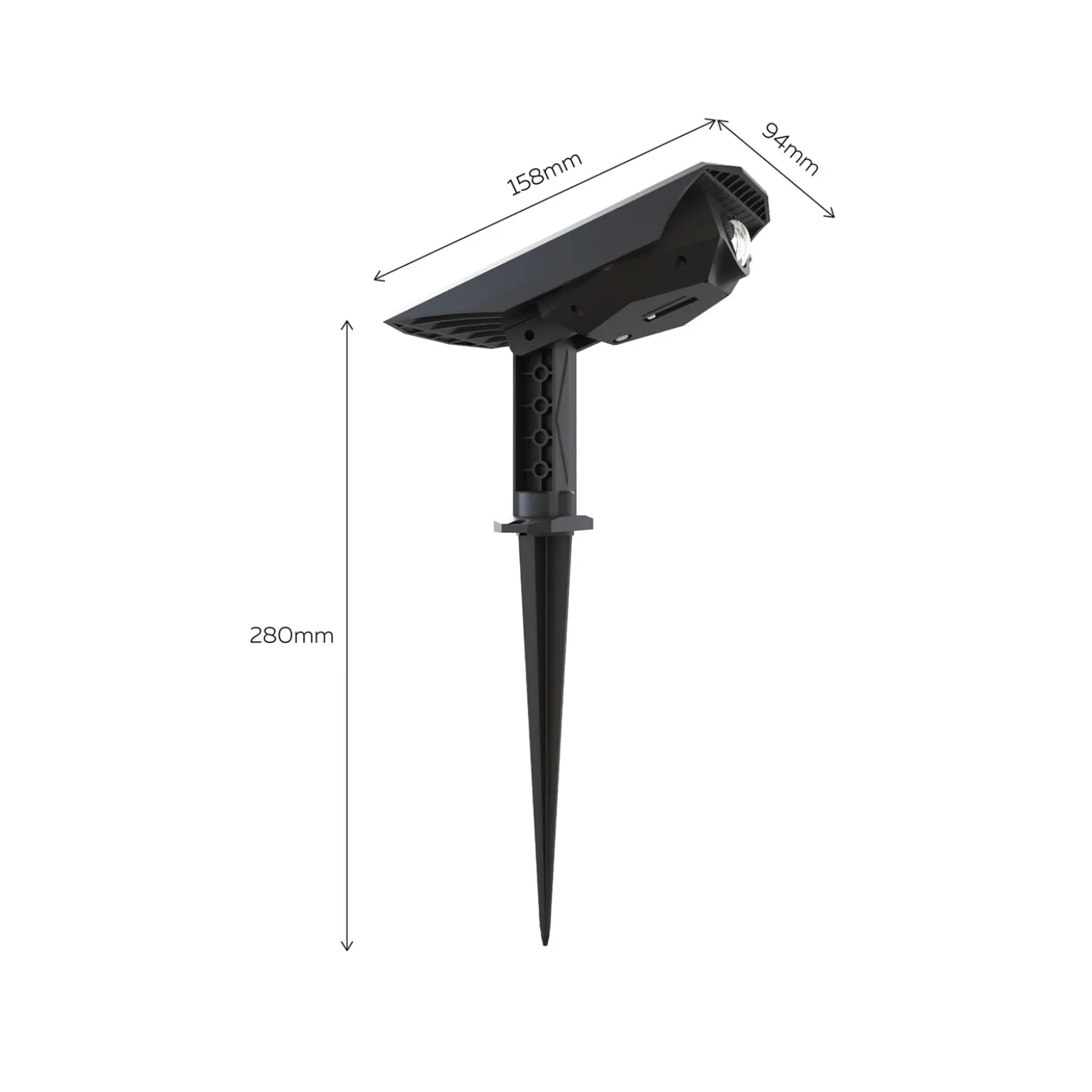 Calex Foco LED solar con pica Padoa, paquete de 2, negro