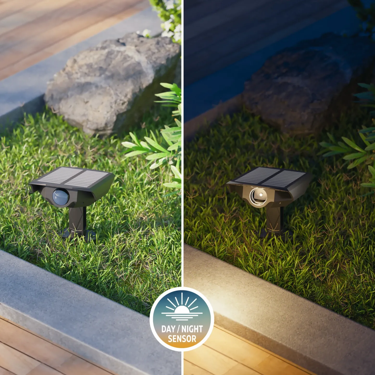 Calex Foco LED solar con pica Padoa, paquete de 2, negro