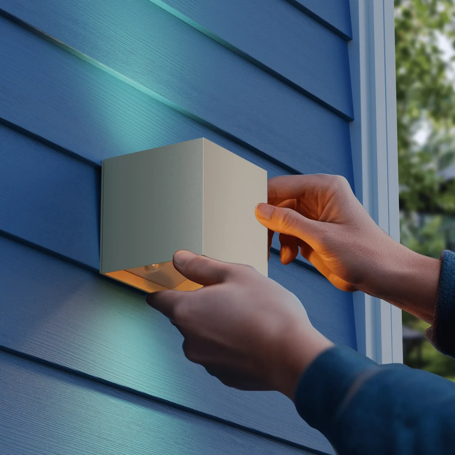 Calex Volterra, aplique LED para exterior con sensor y batería, arena, IP44