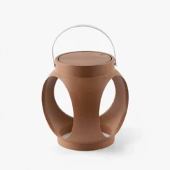 Candela lámpara de mesa LED recargable, terracota, plástico
