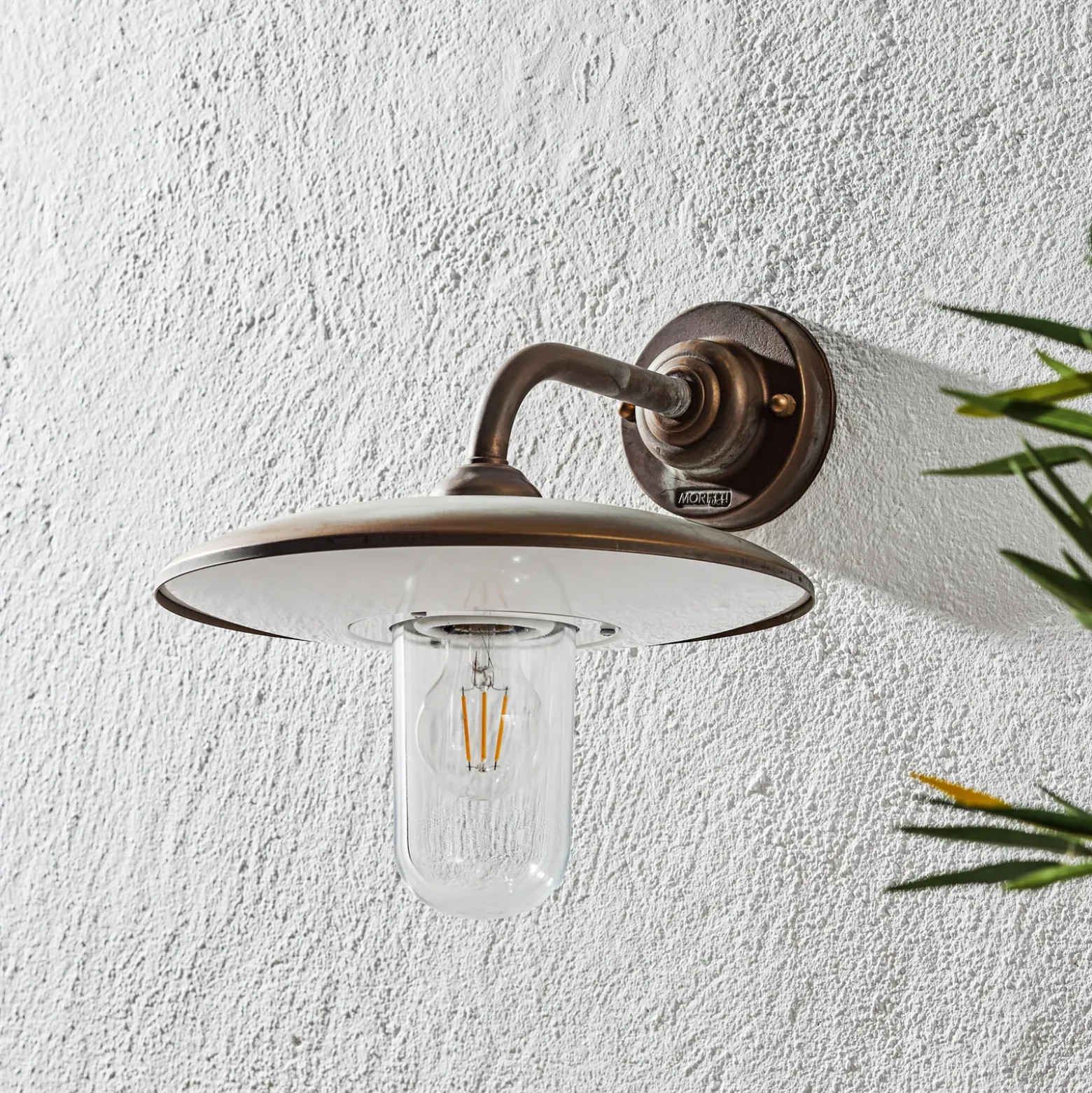 Casale aplique de exterior, cobre antiguo cristal transparente