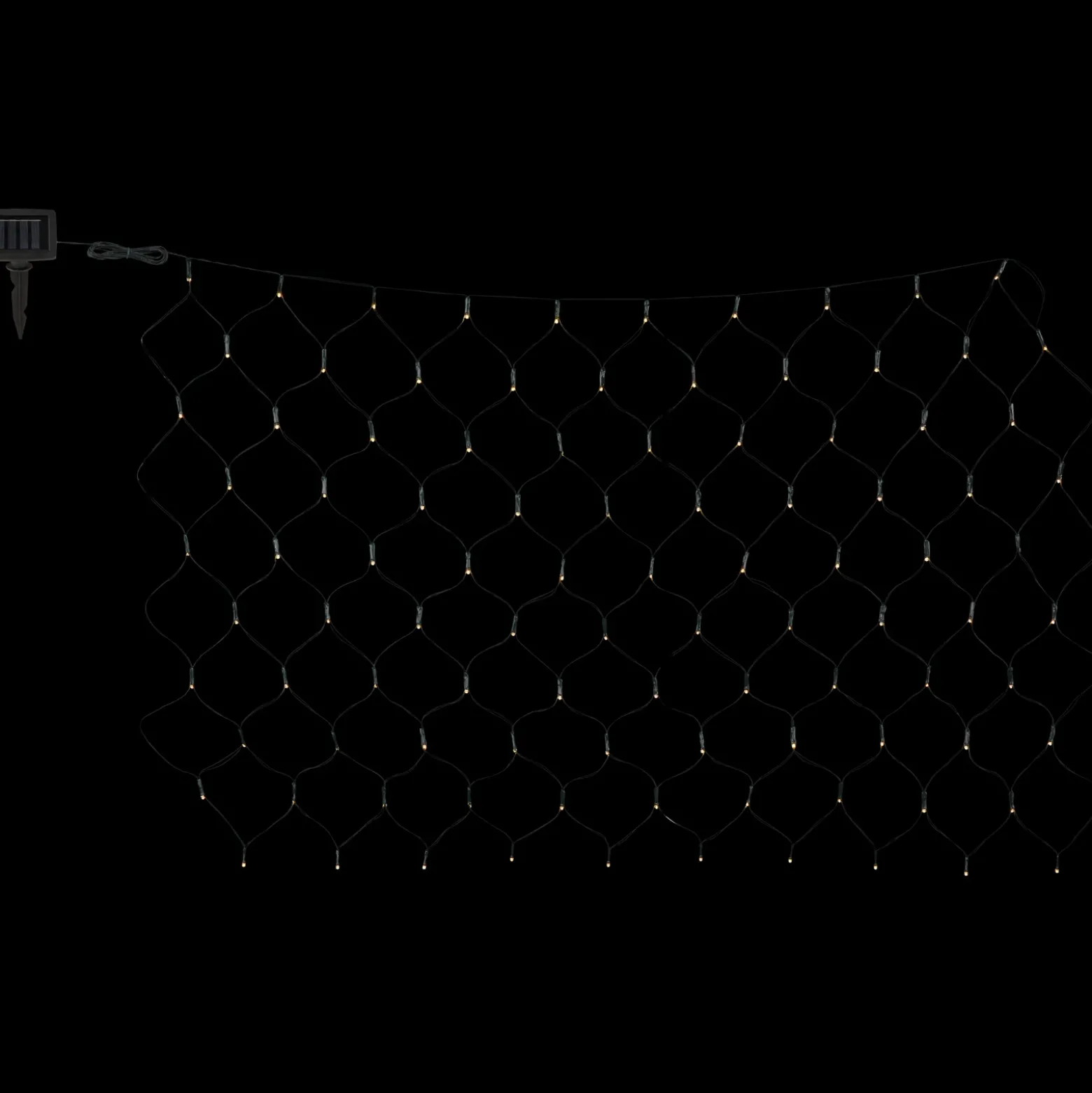 Cortina de luces LED solar IP44, 110 x 90 cm, 100 luces