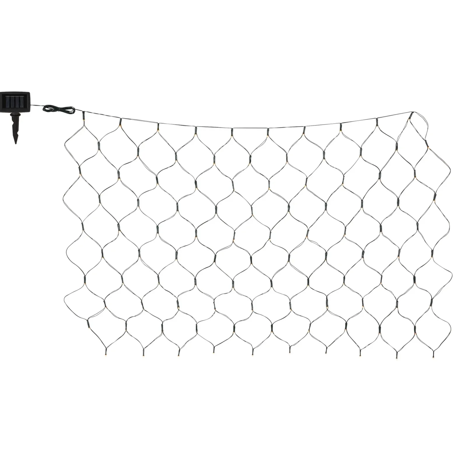 Cortina de luces LED solar IP44, 110 x 90 cm, 100 luces