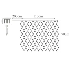 Cortina de luces LED solar IP44, 110 x 90 cm, 100 luces