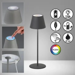 De mesa LED Cosenza batería RGBW gris arena