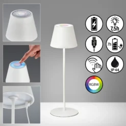 De mesa LED Cosenza batería RGBW blanco arena