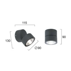 Downlight LED exterior Andria, gris oscuro, Ø 9 cm, metal