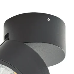Downlight LED Lindby Nolivar, negro, Ø 9 cm, IP54