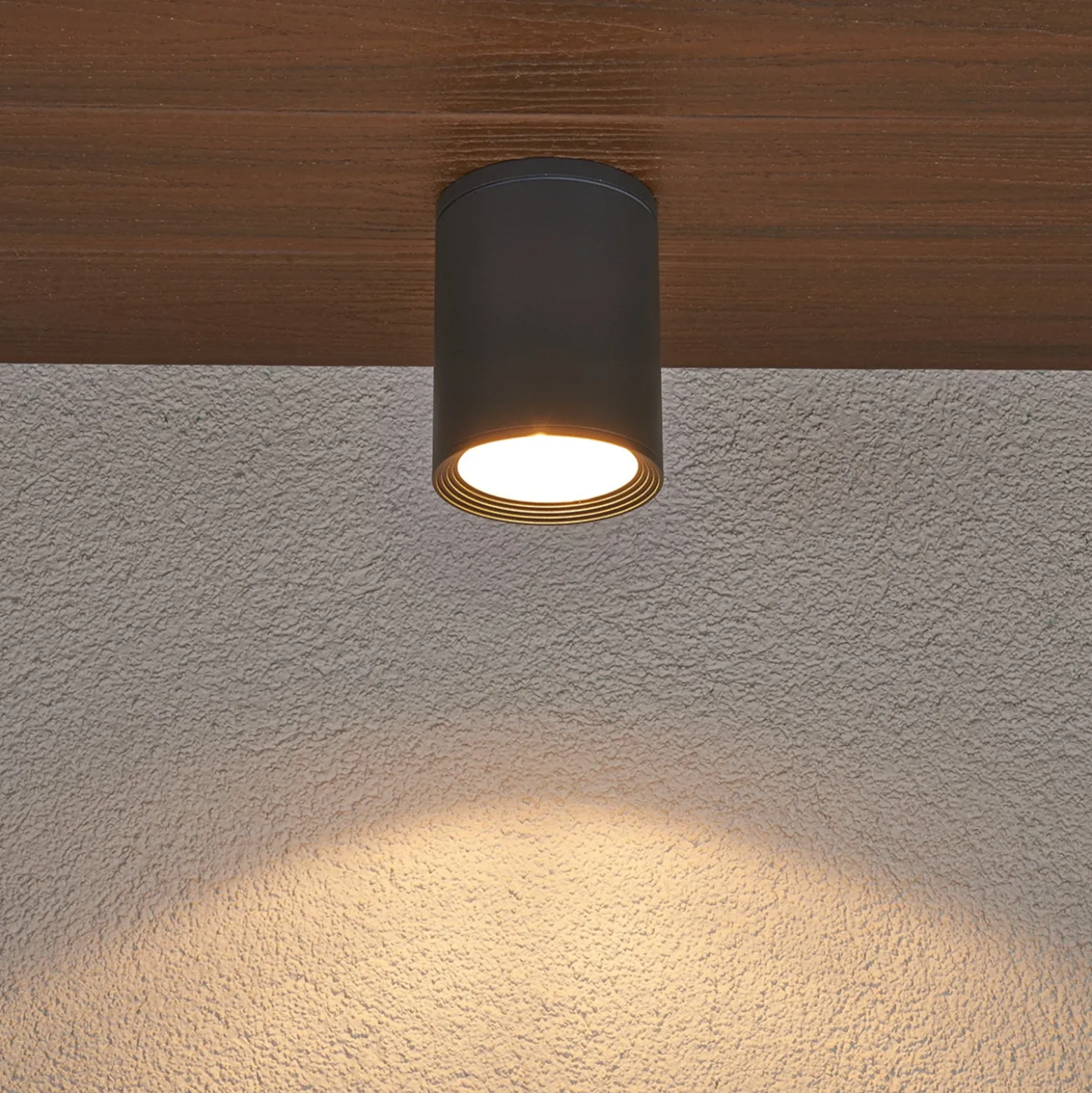 Downlight Lucande Minna, antracita, 14 cm, IP54, E27
