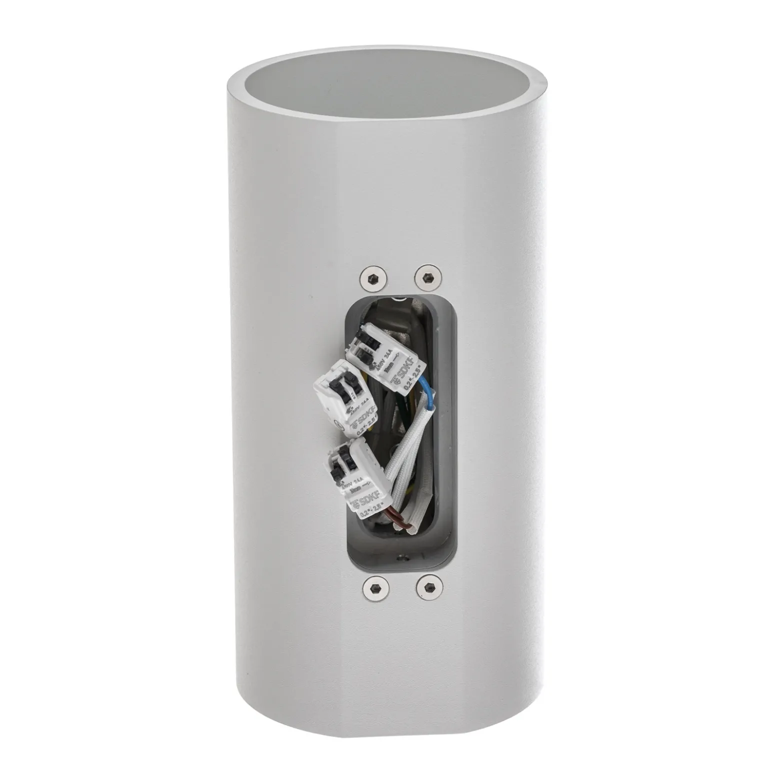 Egger DLS Tubo aplique de exterior, blanco, Ø 9 cm, aluminio, arriba/abajo