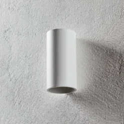 Egger DLS Tubo aplique de exterior, blanco, Ø 9 cm, aluminio, arriba/abajo