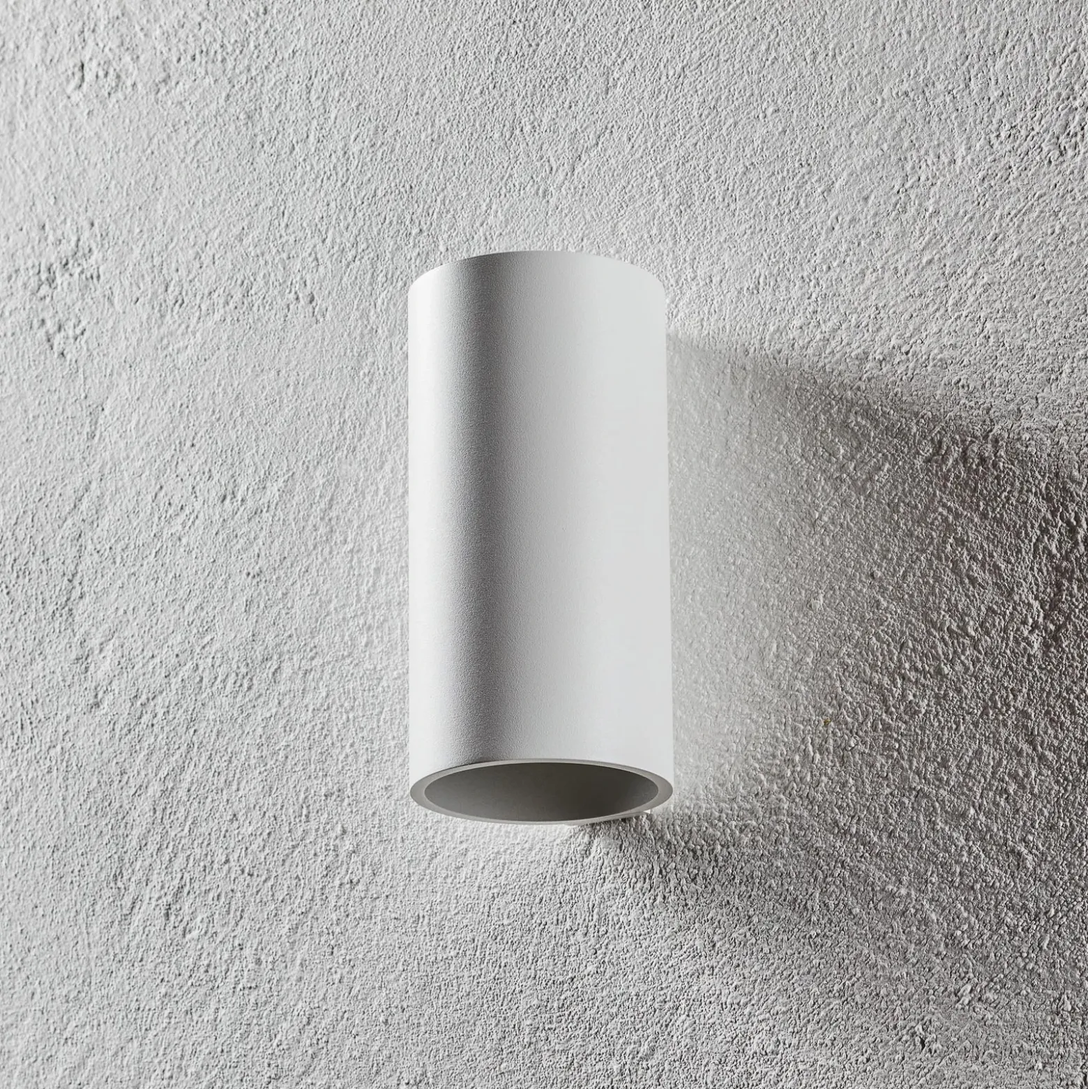 Egger DLS Tubo aplique de exterior, blanco, Ø 9 cm, aluminio, arriba/abajo