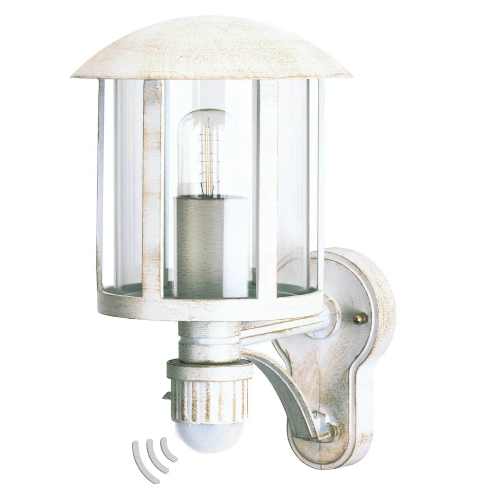 Elegante aplique de exterior Genefe en blanco-oro