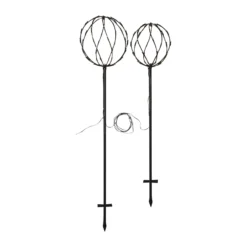 Esfera lámpara LED con pica, negro, metal, juego de 2