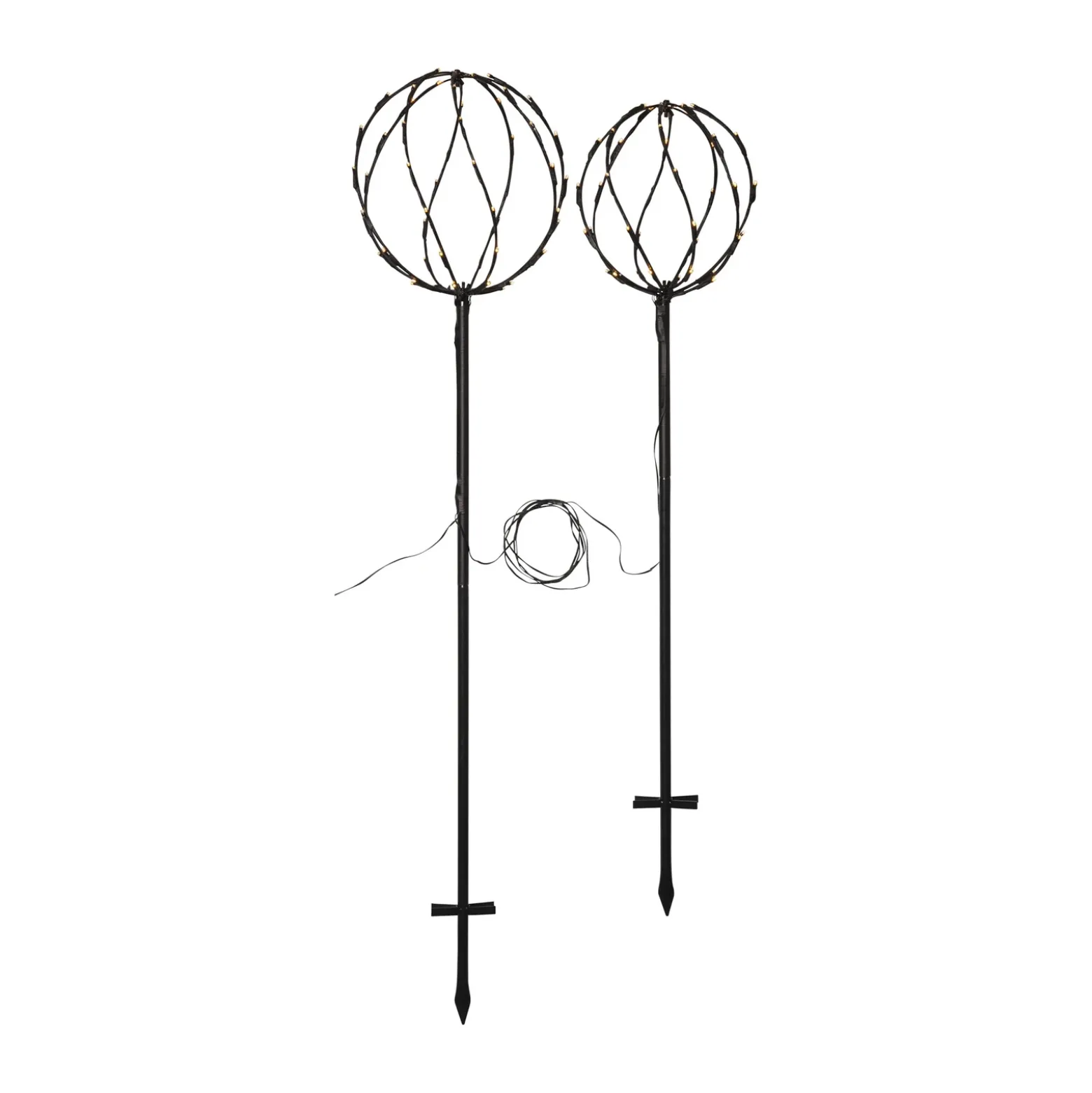 Esfera lámpara LED con pica, negro, metal, juego de 2