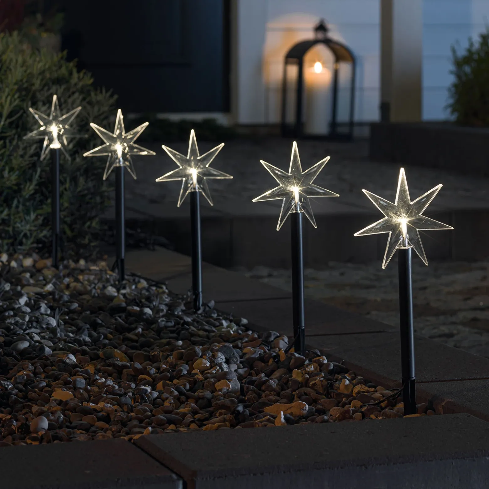 Estrella LED de decoración para exteriores, 5 luces, con pincho de suelo
