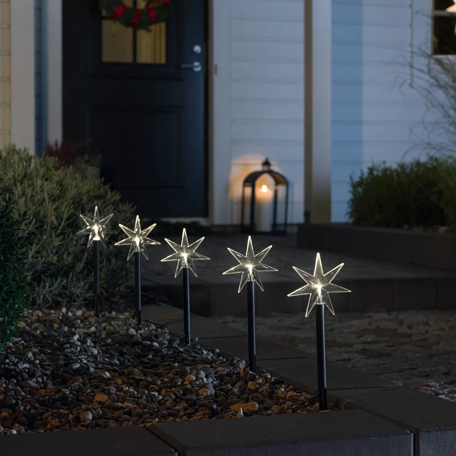 Estrella LED de decoración para exteriores, 5 luces, con pincho de suelo
