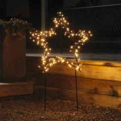 Estrella metálica LED, negra con clavijas para el suelo