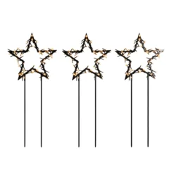 Estrella metálica LED picas de tierra 3 ud, IP44
