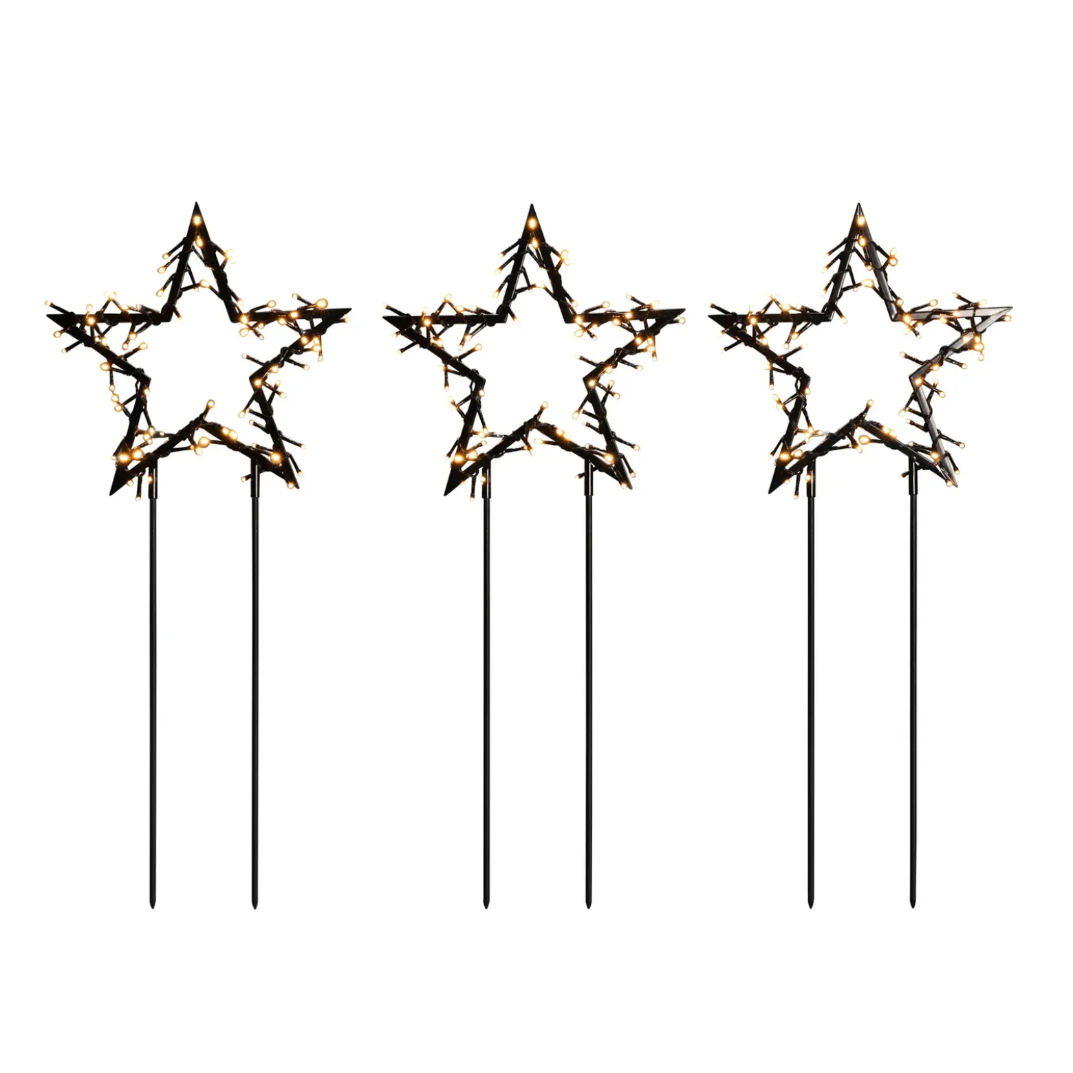 Estrella metálica LED picas de tierra 3 ud, IP44