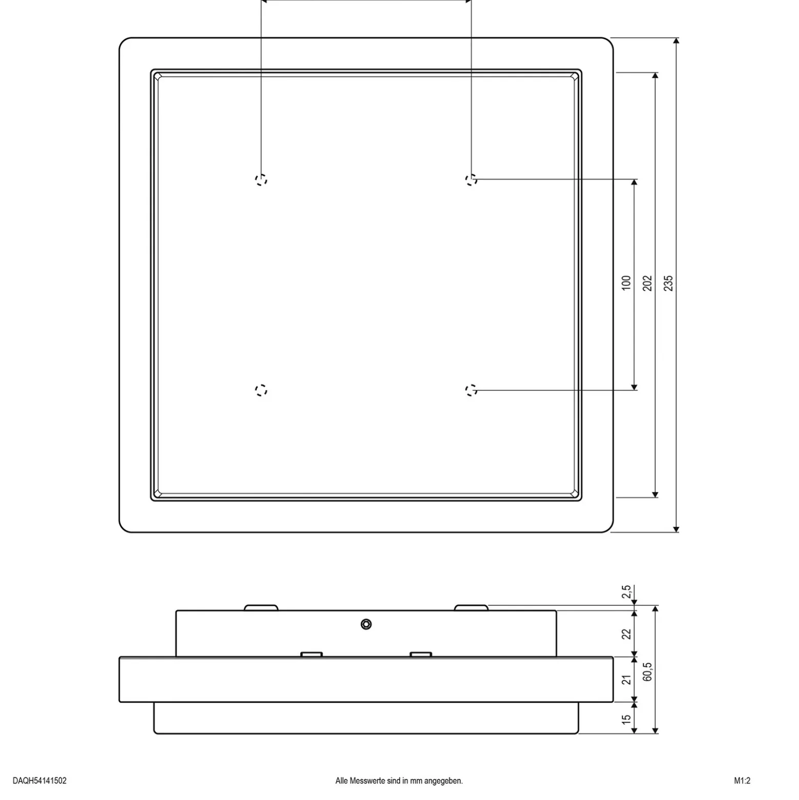 EVN Lámpara LED de techo para exterior Tectum, 23x23 cm, antracita, 150°