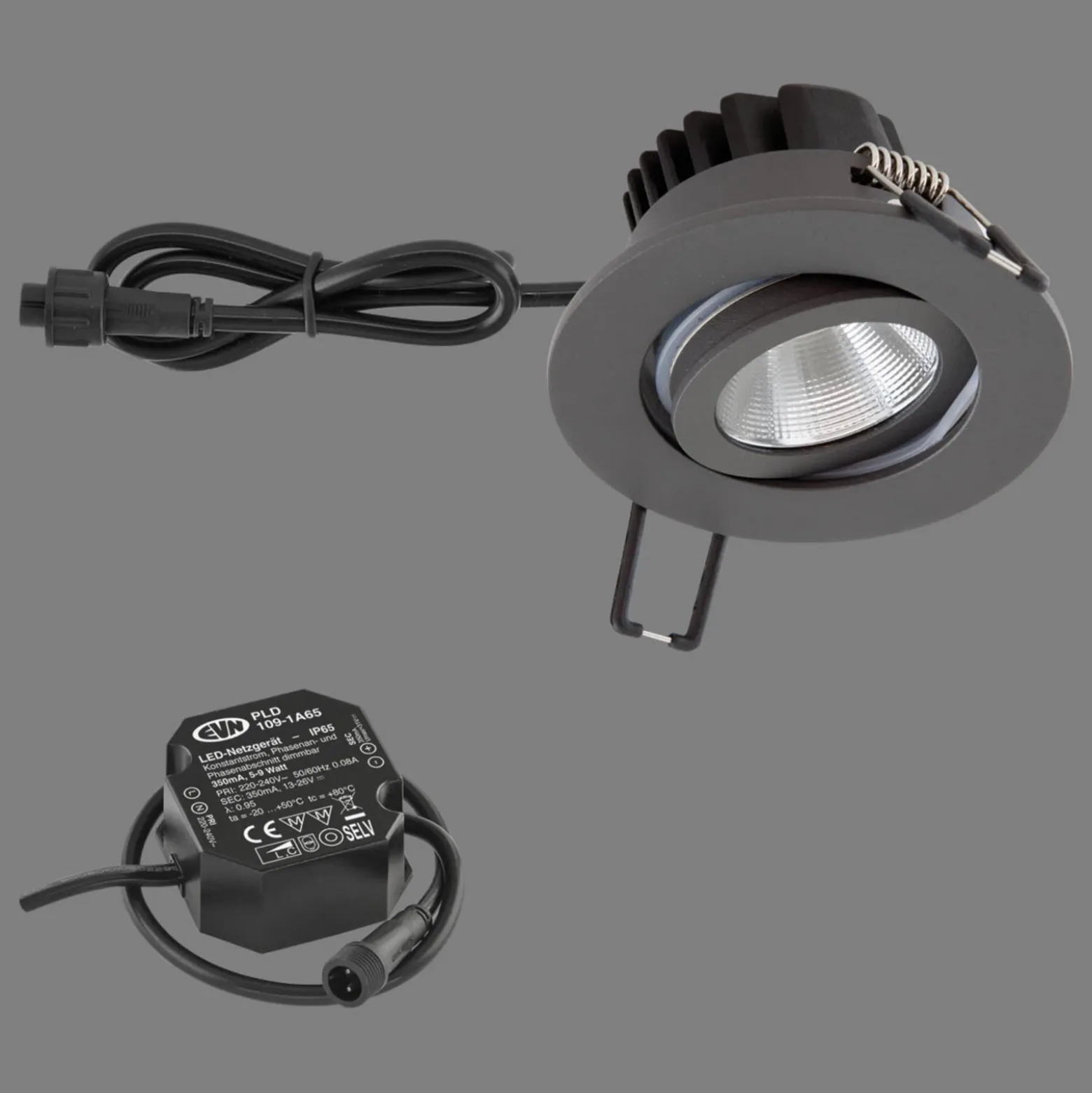 EVN PC65 lámpara empotrable de exterior redonda, 3000K antracita