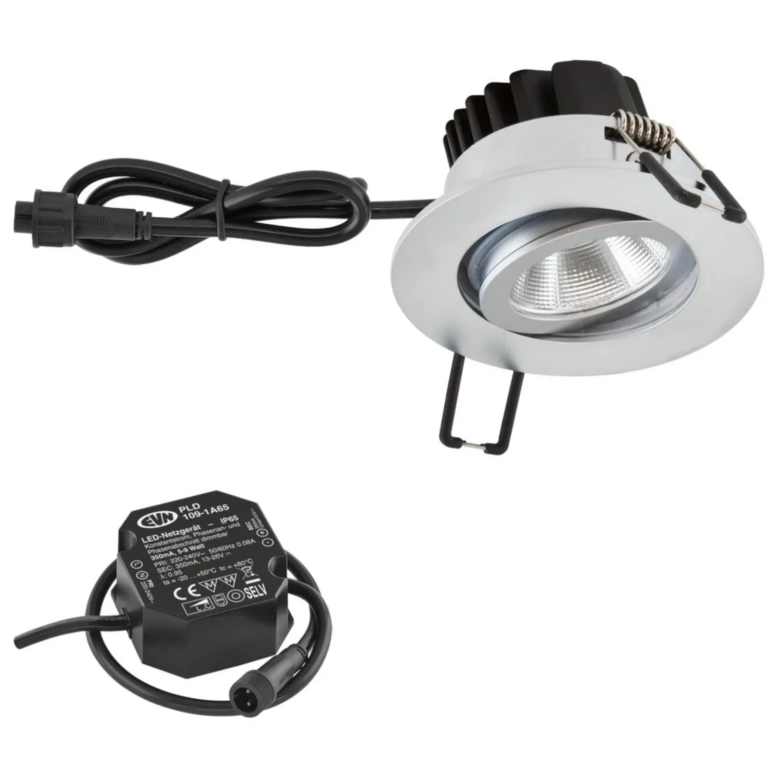 EVN PC65 lámpara empotrable de exterior redonda 3000K cromo mate