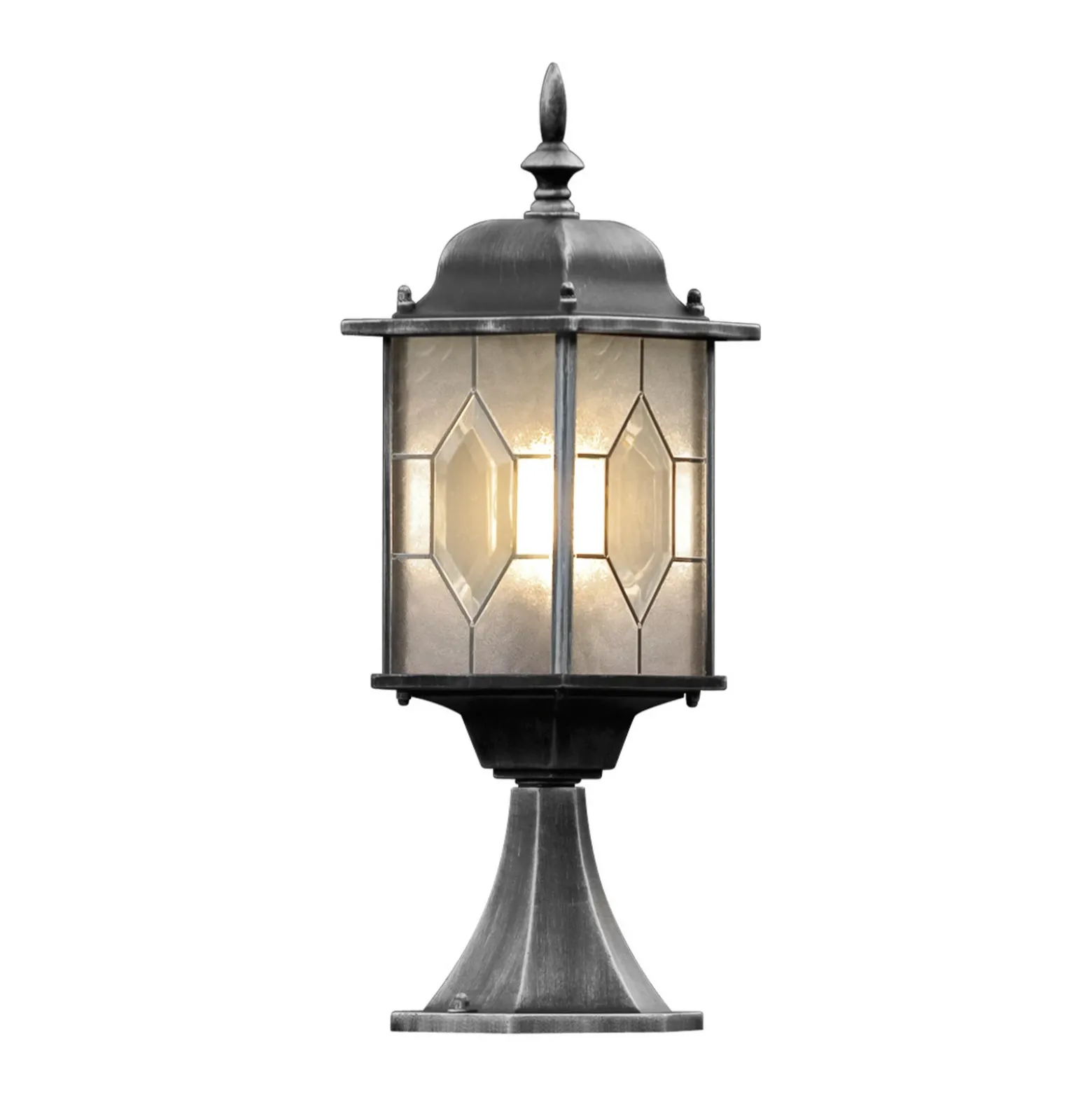 Excelente farola Milano en negro y plata
