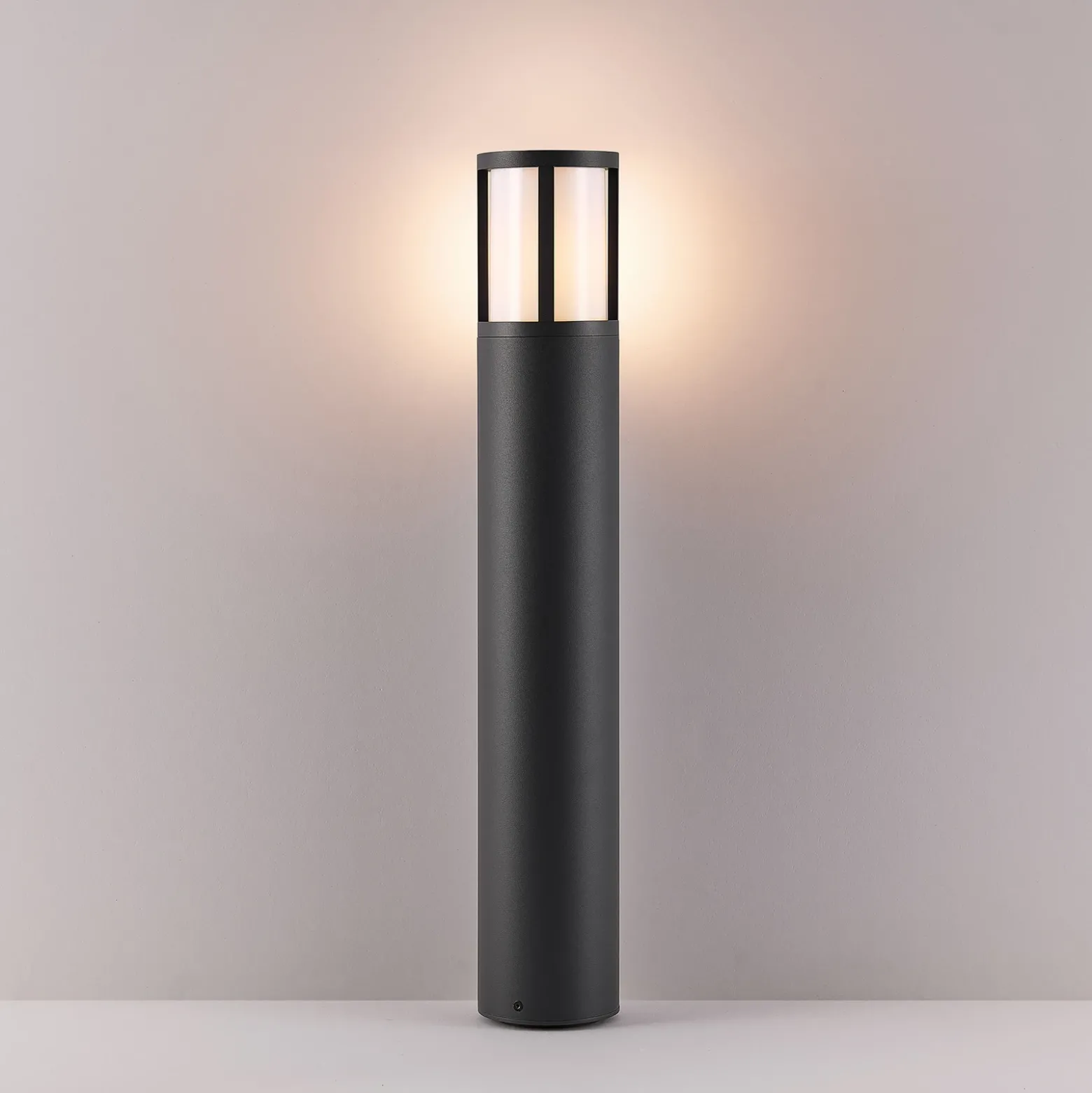 Facado II bolardo luminoso, altura 65 cm, redondo, gris oscuro/opal