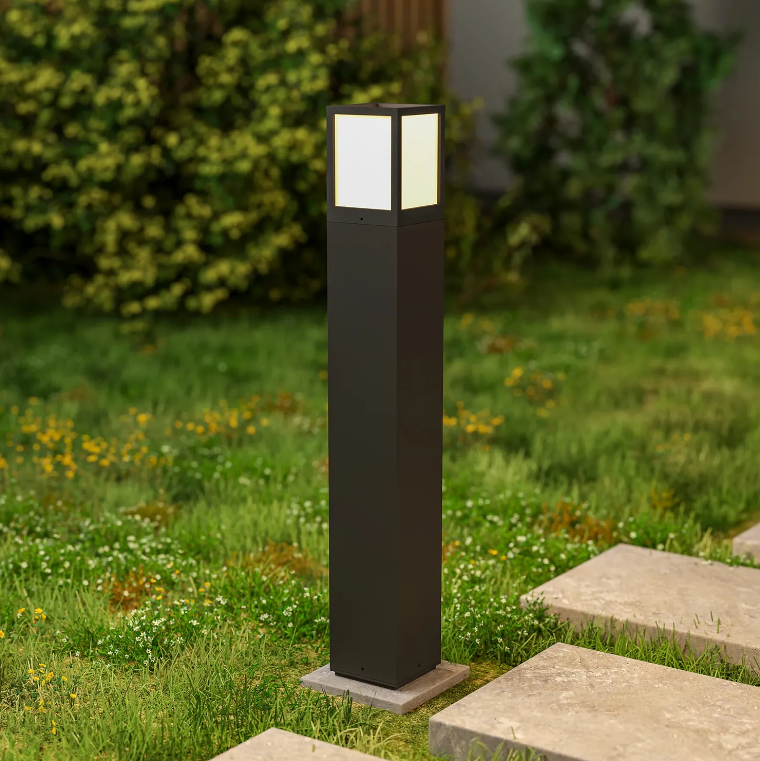 Facado II bolardo luminoso, altura 65 cm, angular, gris oscuro/opal
