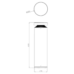 Faro bolardo luminoso LED, altura 60 cm, gris oscuro, DALI, 3.000 K