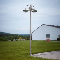 Farola Lindby Damion, 200 cm, 3 luces, E27, IP44
