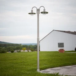 Farola Lindby Damion, 200 cm, 2 luces, E27, IP44