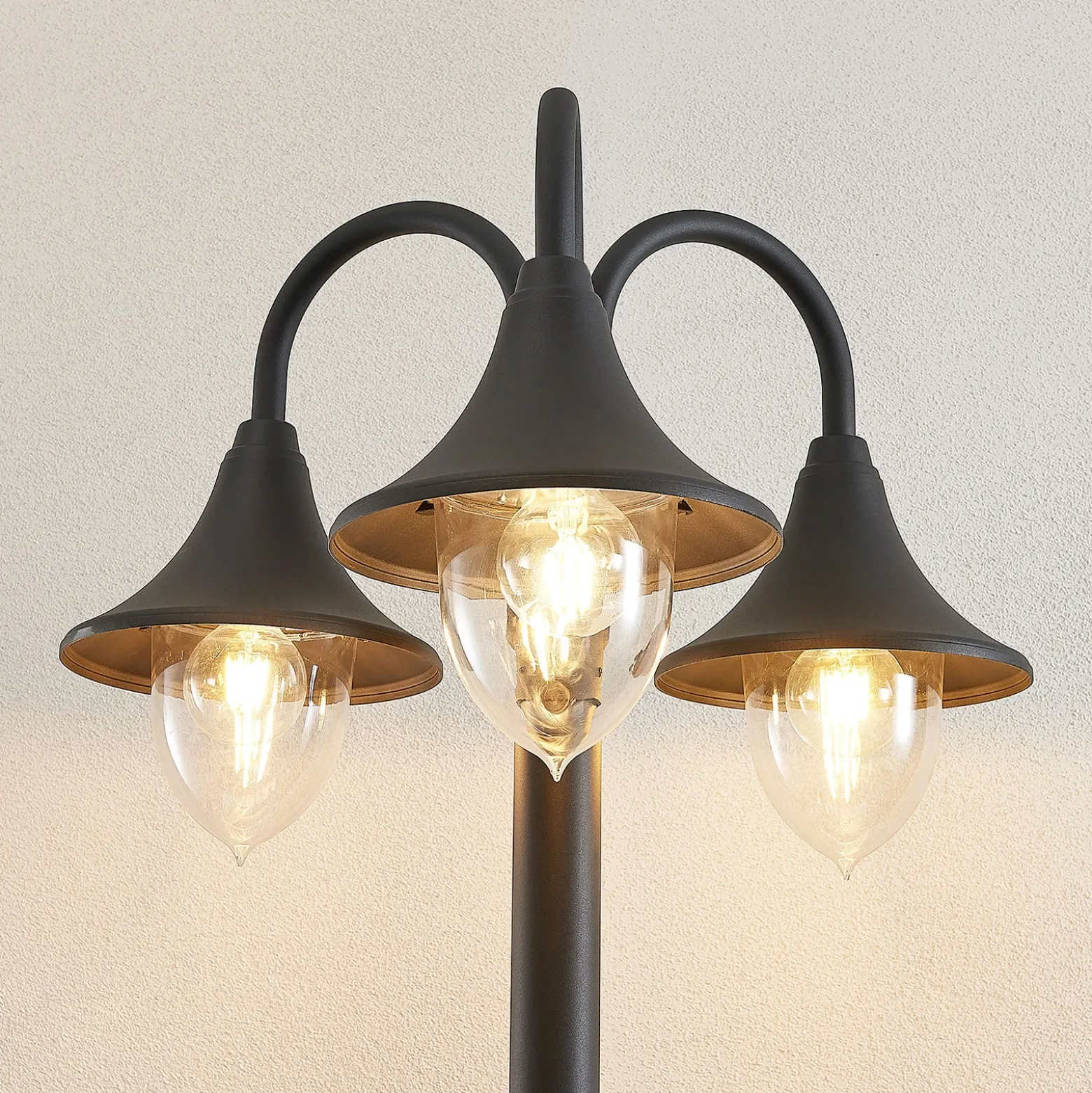 Farola Lindby Edric, altura 215 cm, antracita, aluminio