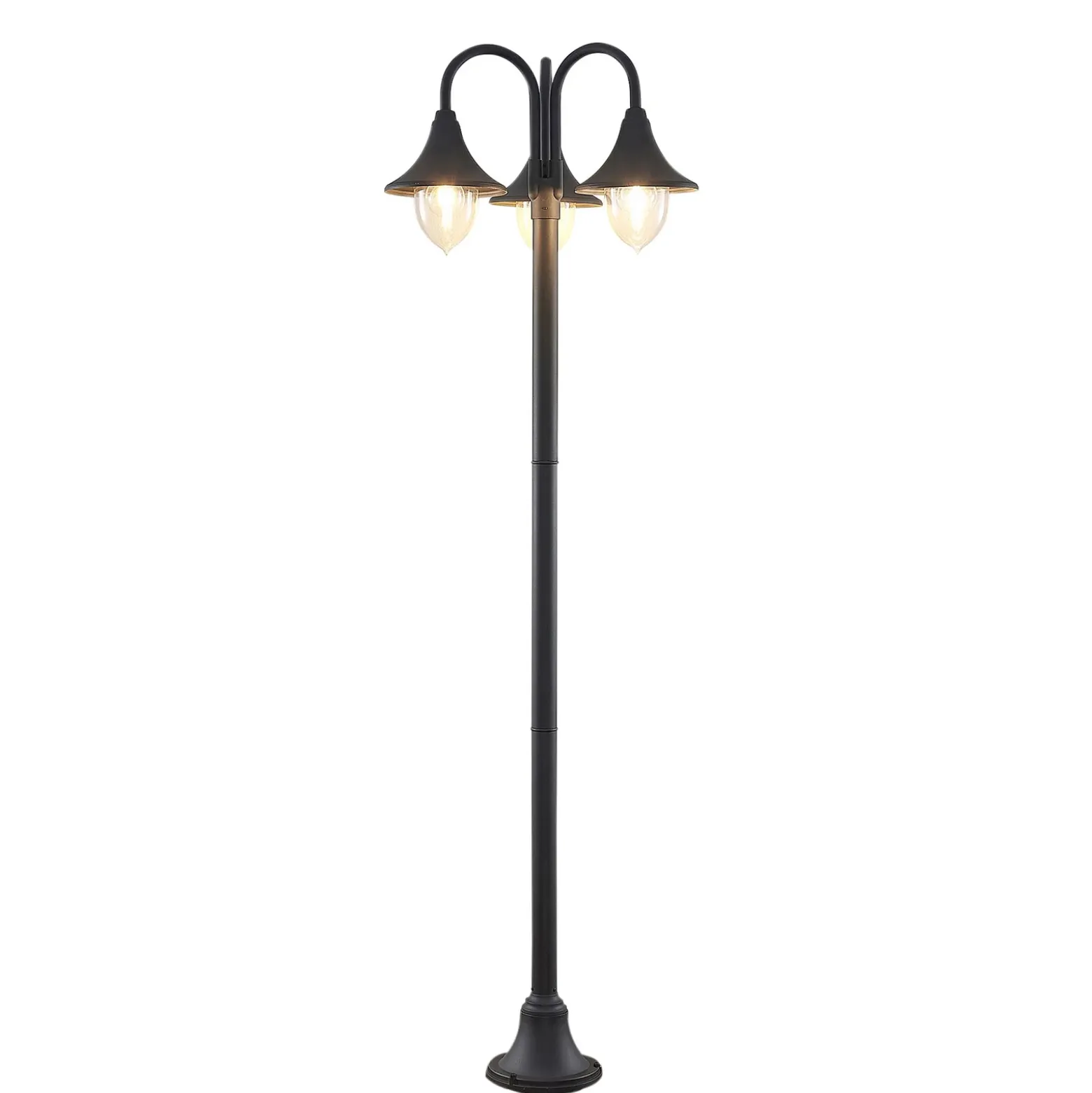 Farola Lindby Edric, altura 215 cm, antracita, aluminio