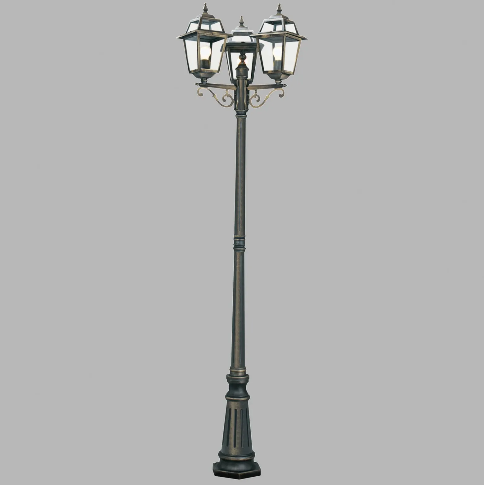 Farola New Orleans, negro-oro, 3 luces