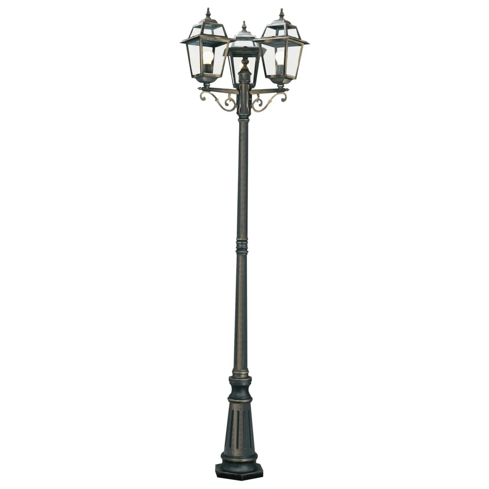 Farola New Orleans, negro-oro, 3 luces