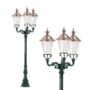 Farola Parijs con tres brazos, verde