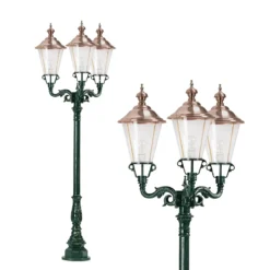 Farola Parijs con tres brazos, verde