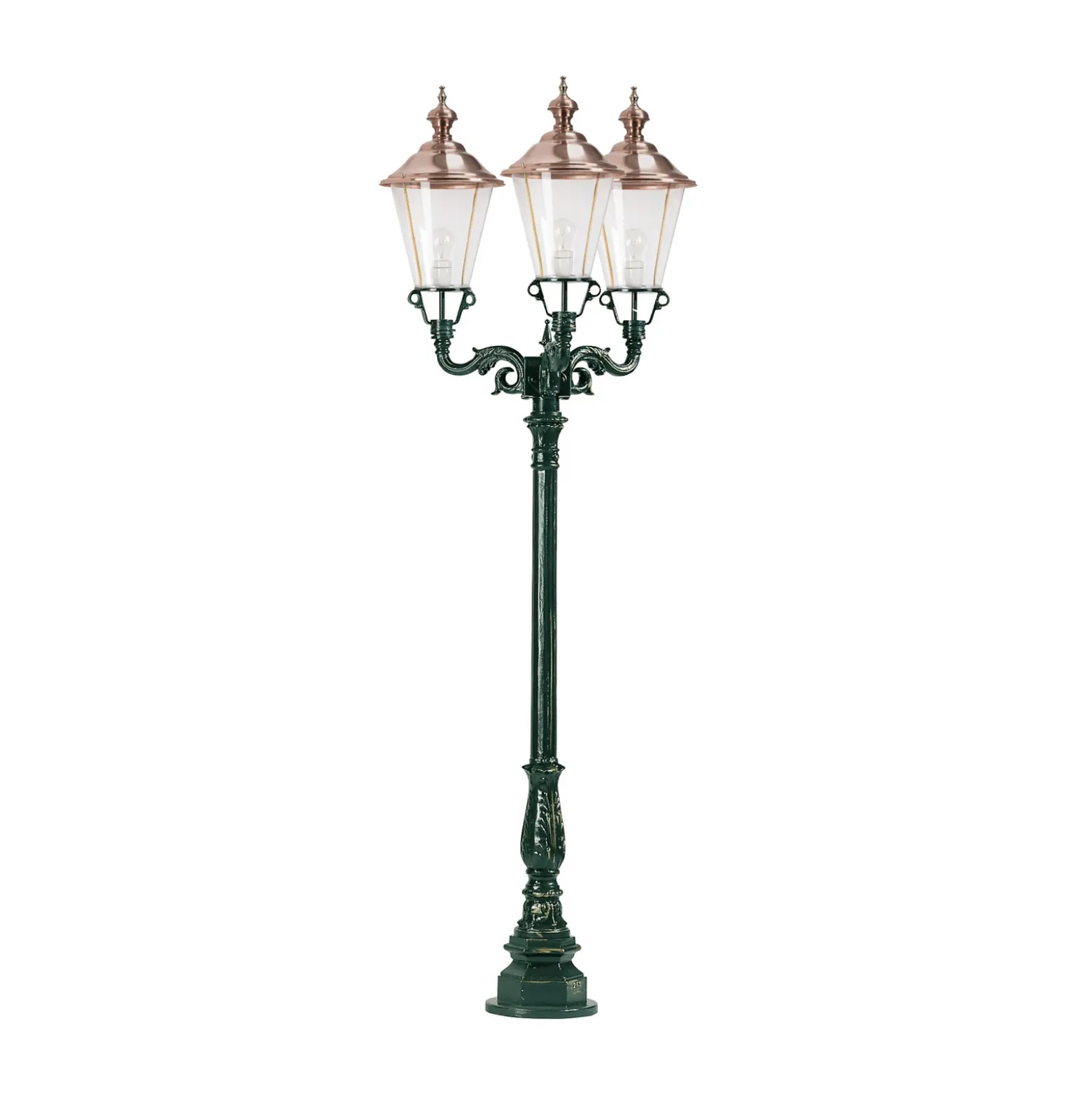 Farola Parijs con tres brazos, verde