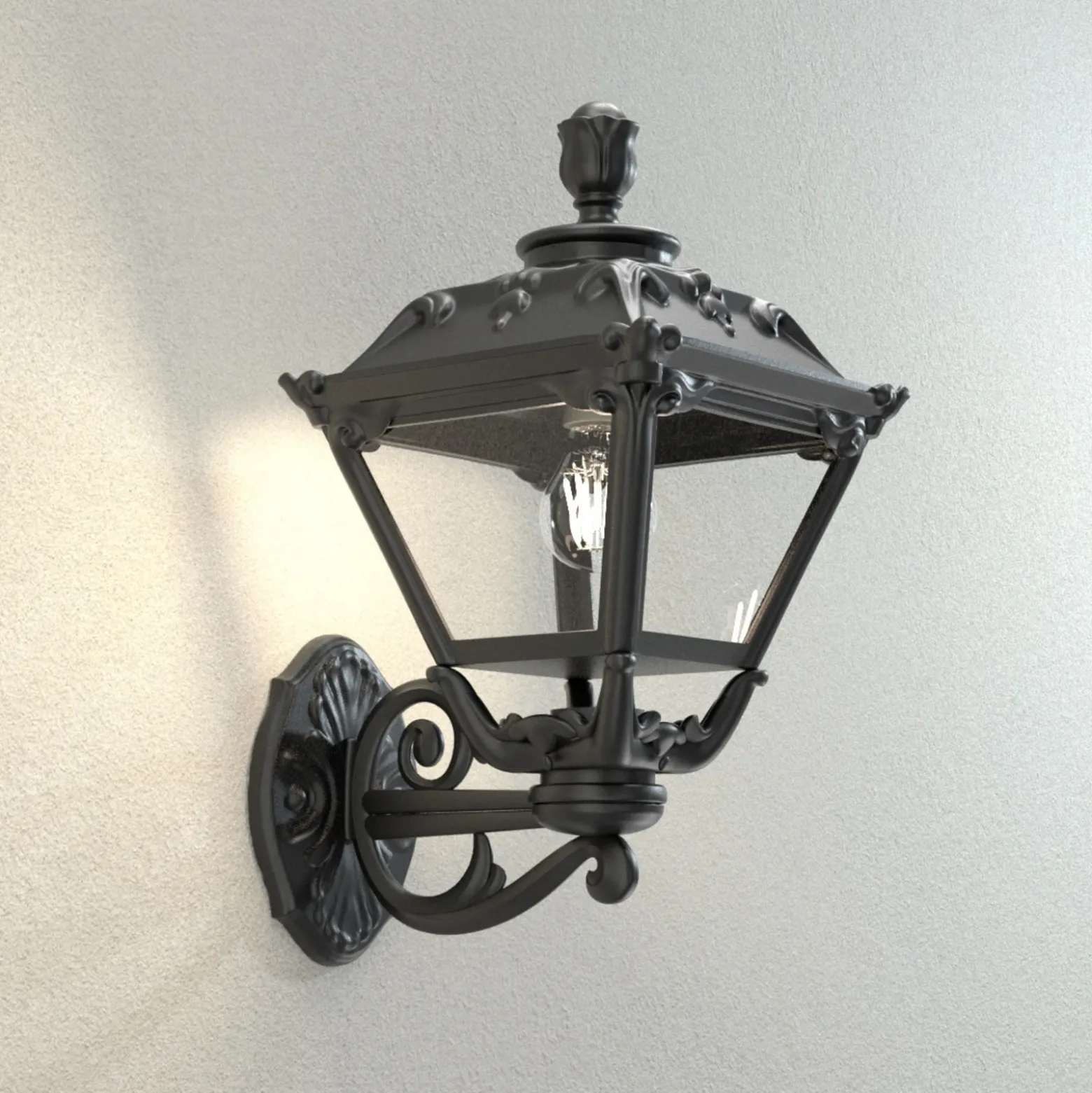 Farol exterior Golia, negro, transparente, 2.700 K