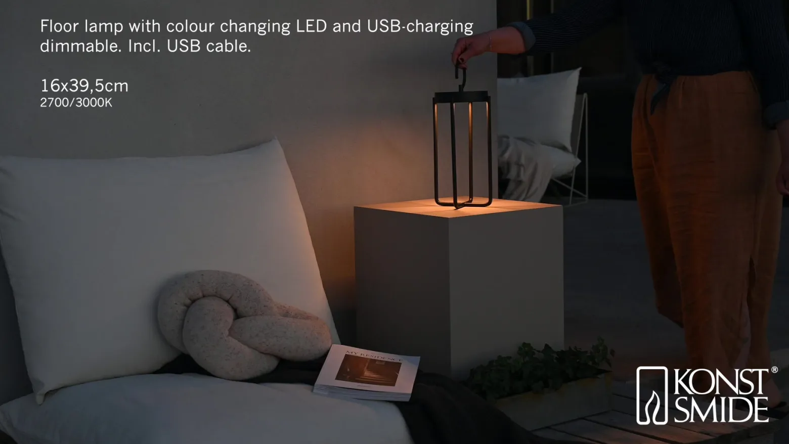 Farol LED decorativo Manorola, USB, atenuable